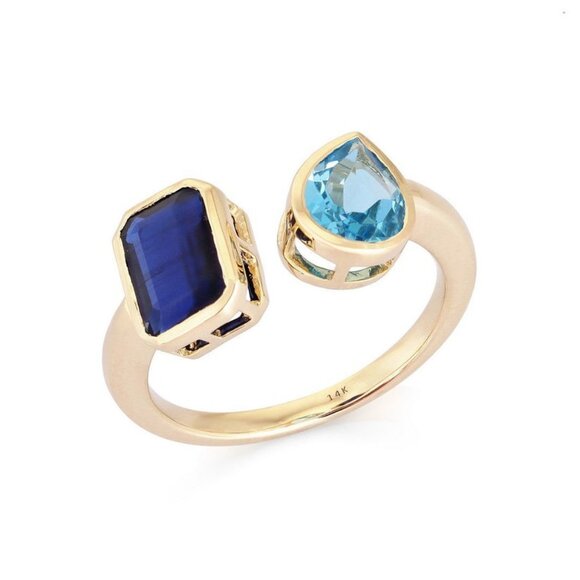 Open Teardrop Pave 14K (or 18k upon request) Yellow Gold Diamond Ring